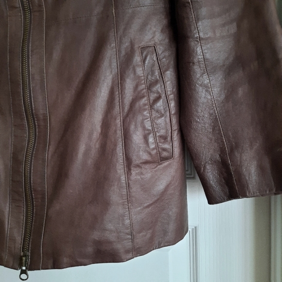 Danier Brown Leather Jacket, XS - Picture 8 of 8